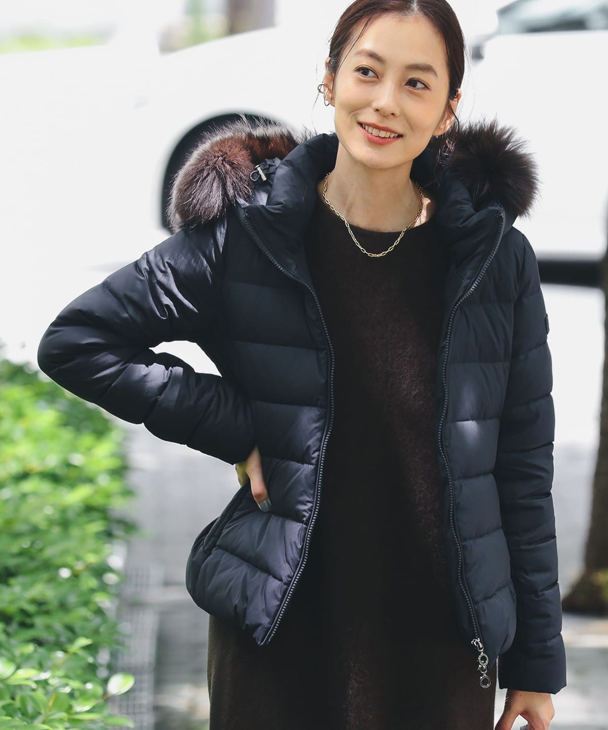 【別注】TATRAS タトラス / KOSAVA セイル ファー ダウンジャケット ブルゾン WOMEN NAVY/BROWN 1 【別注】TATRAS タトラス / KOSAVA セイル ファー ダウンジャケット ブルゾン WOMEN NAVY/BROWN 1