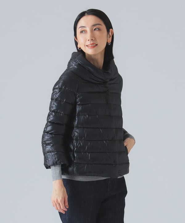 ヘルノダウンジャケット　エコファー　切り替え HERNO エコファー切替 ダウンブルゾン サイズ44 ブラック ヘルノ HERNO