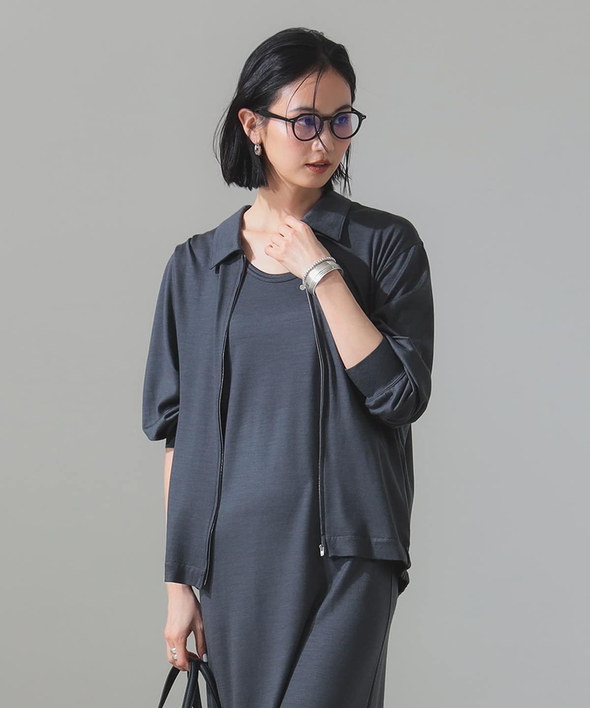 WRAPINKNOT / メリノウール ジップ ブルゾン ブルゾン WOMEN 別注CHARCOAL. GREY 2 WRAPINKNOT / メリノウール ジップ ブルゾン ブルゾン WOMEN 別注CHARCOAL. GREY 2