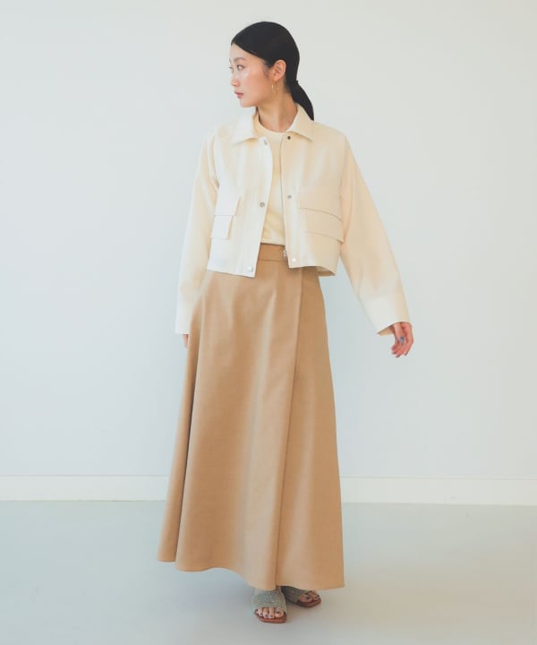 デミルクス　ブルゾン　ベージュ　36サイズ Demi-Luxe BEAMS（デミルクス ビームス）【タイムセール】強撚