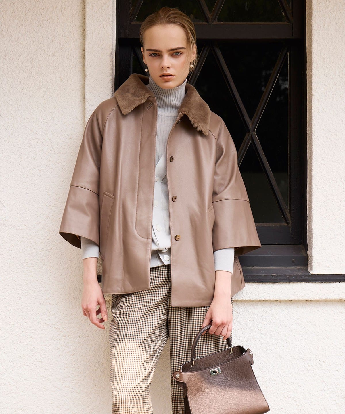 CINQUANTA チンクワンタ / ファーカラー コンビ ブルゾン ブルゾン WOMEN TAUPE 38 CINQUANTA チンクワンタ / ファーカラー コンビ ブルゾン ブルゾン WOMEN TAUPE 38