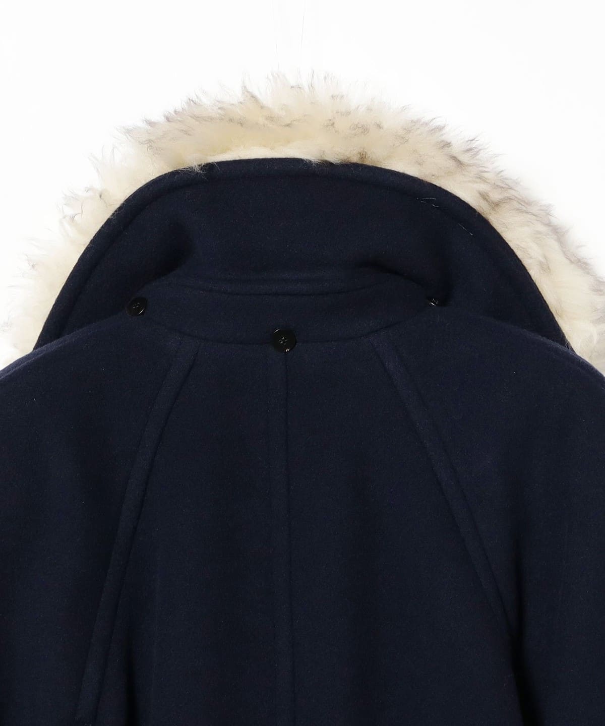 Chloé ネイビー ダブルブレストコート Demi-Luxe BEAMS（デミルクス ビームス）Chloe / ファー付き ダブル