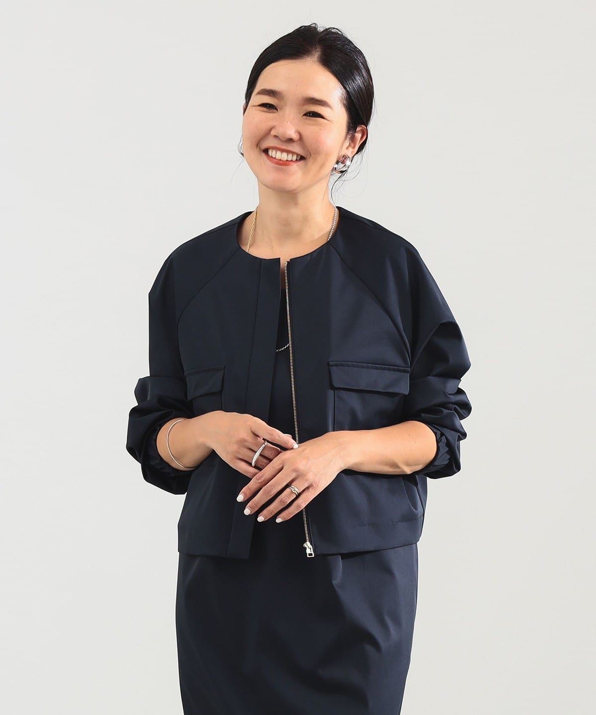 エディター東原妙子 × Demi-Luxe BEAMS デミルクス ビームス / シャイニー ポケット ショートブルゾン ブルゾン WOMEN NAVY 38 エディター東原妙子 × Demi-Luxe BEAMS デミルクス ビームス / シャイニー ポケット ショートブルゾン ブルゾン WOMEN NAVY 38