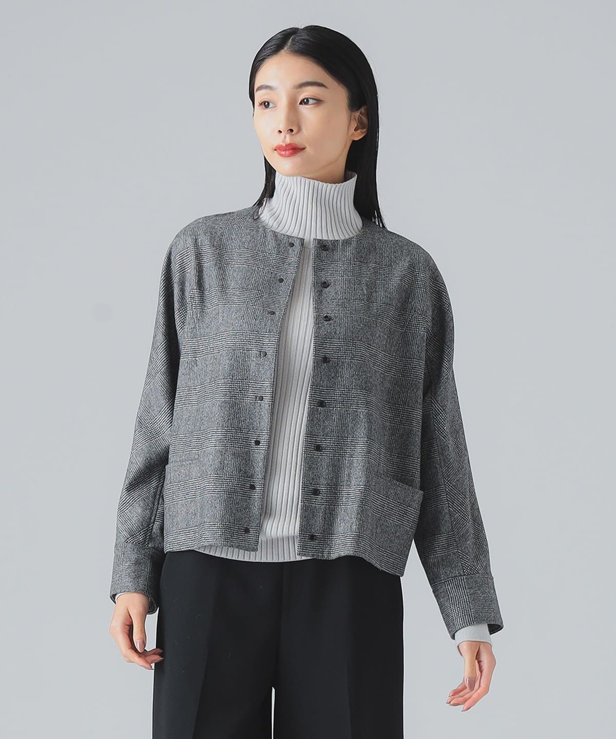 ROOM NO.8 BLACK ルームエイトブラック / スナップボタン ブルゾン ブルゾン WOMEN GREY(GLEN CHECK) 2 ROOM NO.8 BLACK ルームエイトブラック / スナップボタン ブルゾン ブルゾン WOMEN GREY(GLEN CHECK) 2