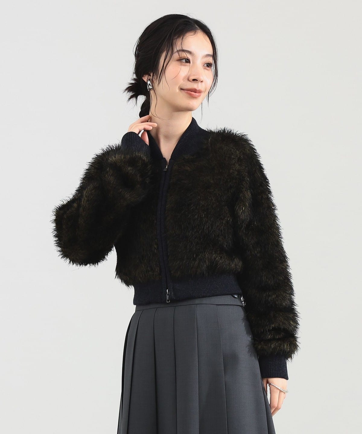 TAN / ニット ファー ボンバージャケット ブルゾン WOMEN KHAKI ONE SIZE TAN / ニット ファー ボンバージャケット ブルゾン WOMEN KHAKI ONE SIZE
