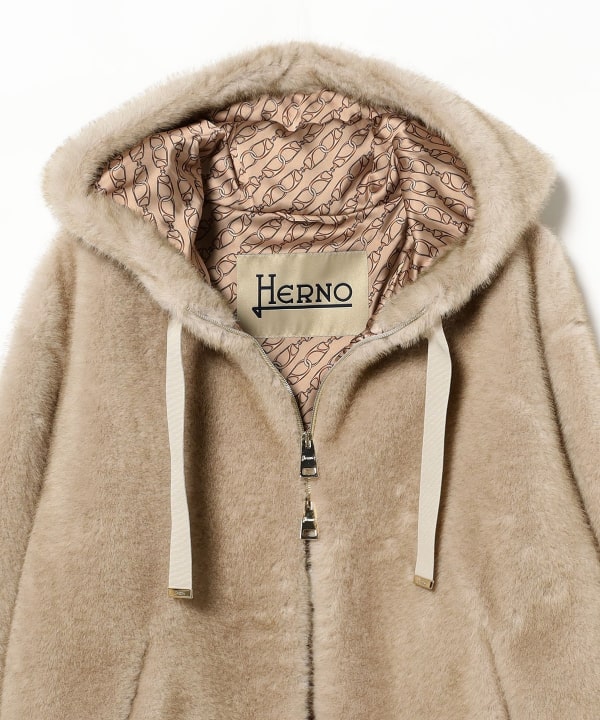 HERNO / フェイクファー フーデット ブルゾン