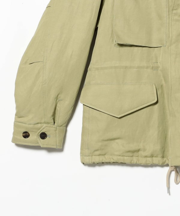 AURALEE / BRUSHED SILK LINEN SATIN PADDED MILITARY BLOUSON