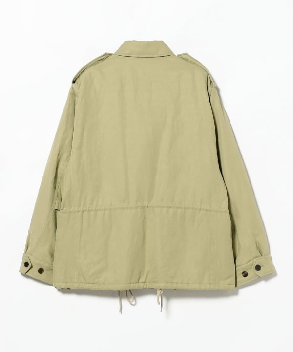 AURALEE / BRUSHED SILK LINEN SATIN PADDED MILITARY BLOUSON