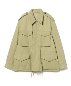AURALEE / BRUSHED SILK LINEN SATIN PADDED MILITARY BLOUSON