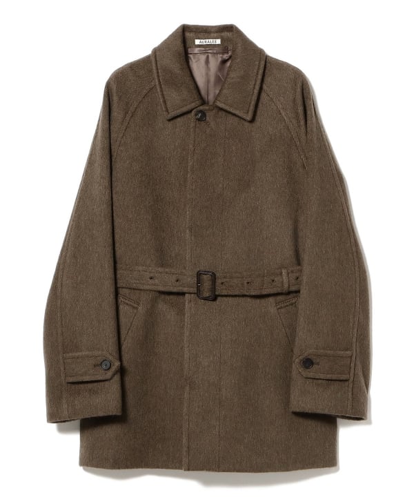 AURALEE / HAIRY WOOL MOHAIR CHAMBRAY SOUTIEN COLLAR COAT