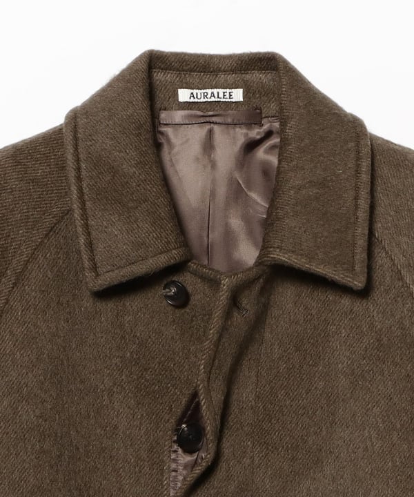 AURALEE / HAIRY WOOL MOHAIR CHAMBRAY SOUTIEN COLLAR COAT