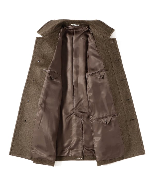AURALEE / HAIRY WOOL MOHAIR CHAMBRAY SOUTIEN COLLAR COAT