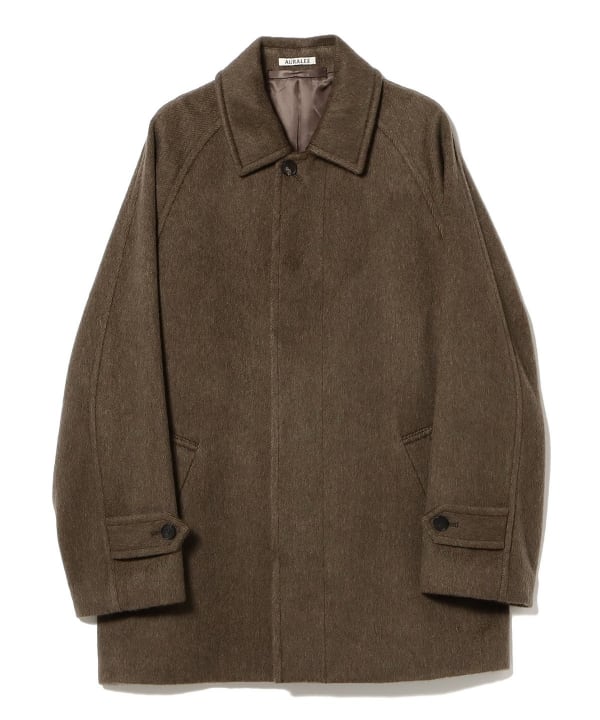 AURALEE / HAIRY WOOL MOHAIR CHAMBRAY SOUTIEN COLLAR COAT