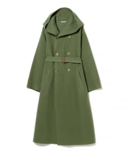 AURALEE / VELOUR BRUSHED WOOL MELTON HAND SEWN HOODED DOUBLE COAT