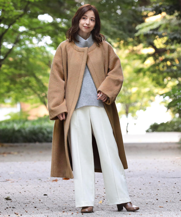 Demi-Luxe BEAMS シャギーノーカラーコート - ロングコート