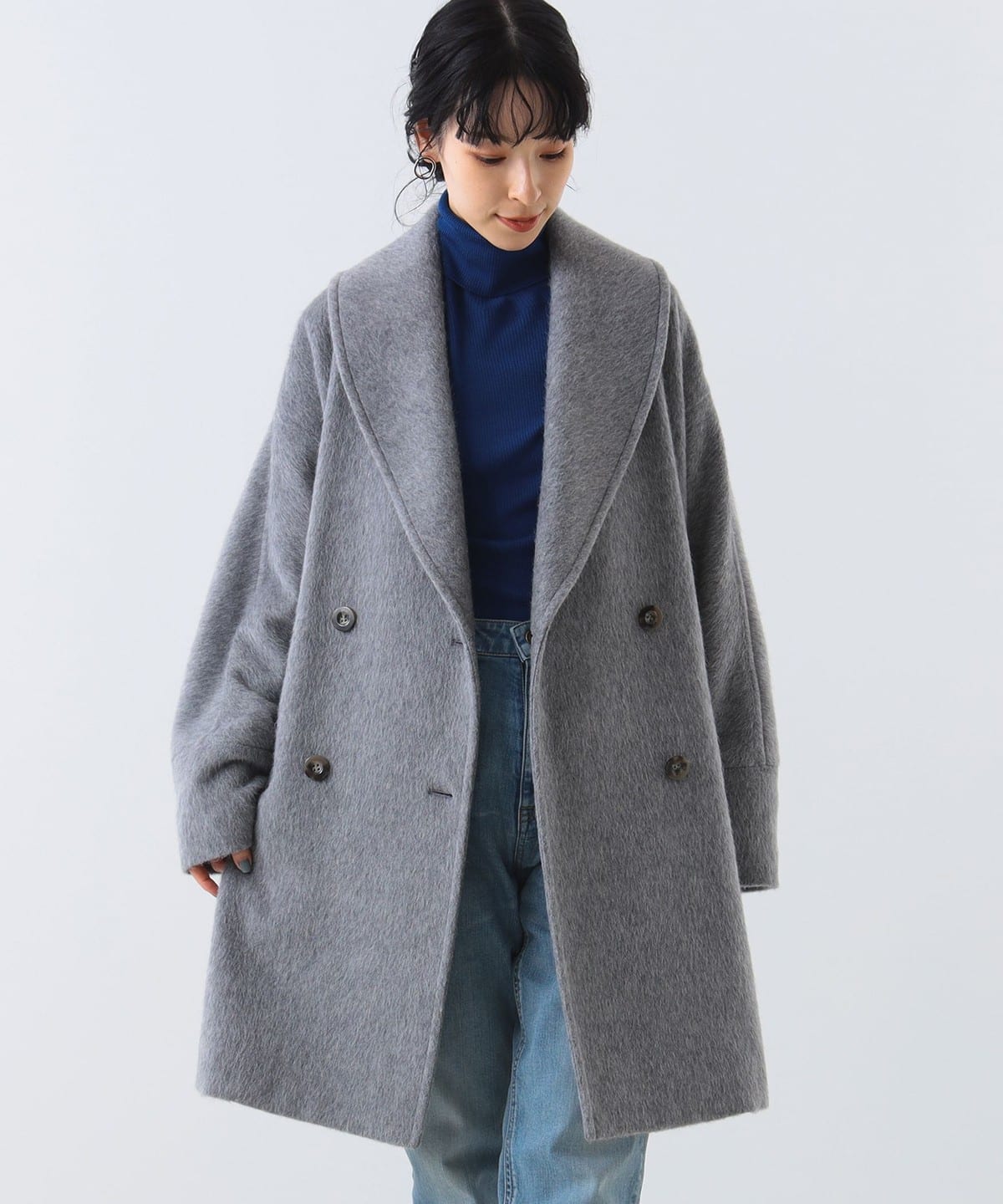 Demi-Luxe BEAMS  シャギー ロングコート グレージュ　36Demi-LuxeBEAMS