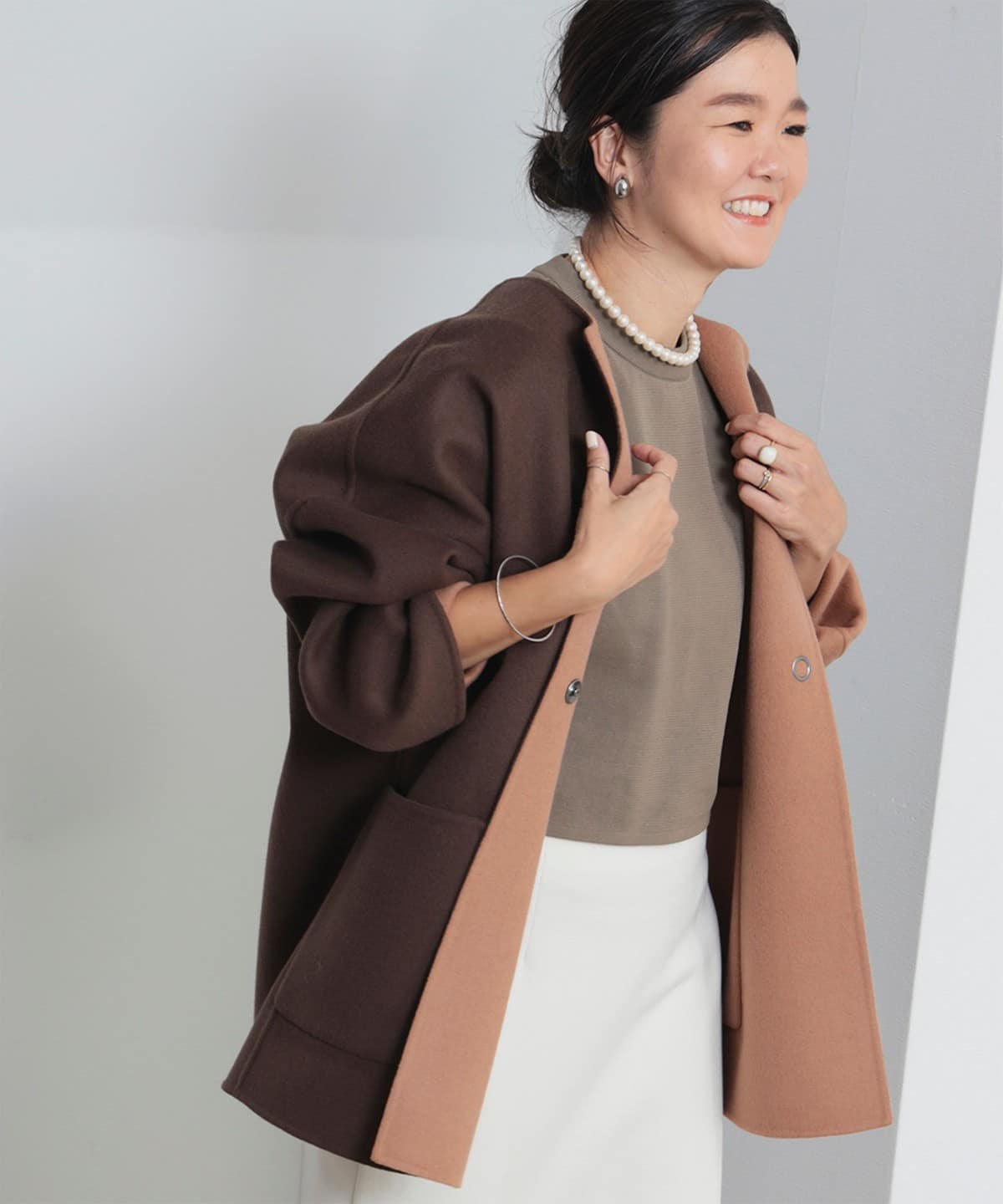 デミルクス ビームス Demi-Luxe BEAMS ウール リバーシブル