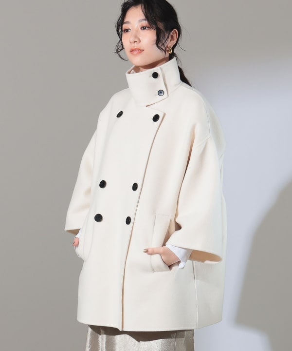 Demi-Luxe BEAMS ノーカラーコート コート フレアー ラグラン