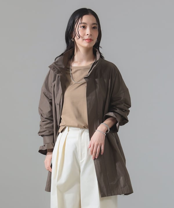 美品 デミルクス ビームス 6.8万円 高級イタリア製生地 ノーカラーコート Demi-Luxe BEAMS（デミルクス ビームス）【タイムセール