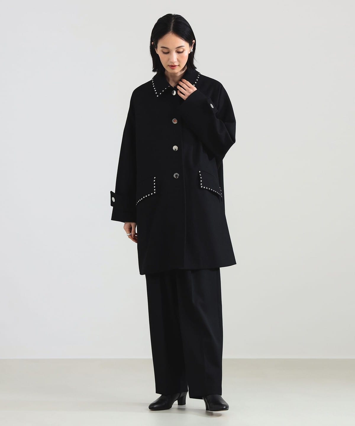 【+15%ポイントUP】MACKINTOSH マッキントッシュ / HUMBIE スタッズ コート コート WOMEN BLACK 8 【+15%ポイントUP】MACKINTOSH マッキントッシュ / HUMBIE スタッズ コート コート WOMEN BLACK 8