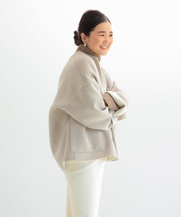 未使用 Demi-Luxe BEAMS リバーシブルコート ノーカラー ウール Demi-Luxe BEAMS ノーカラーコート コート リバー ミドルコート