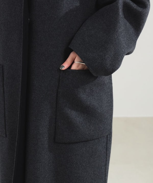 未使用 デミルクスビームス　リバーシブルロングコート ネイビー＆カーキ36 Demi-Luxe BEAMS（デミルクス ビームス）ウール リバー ロング