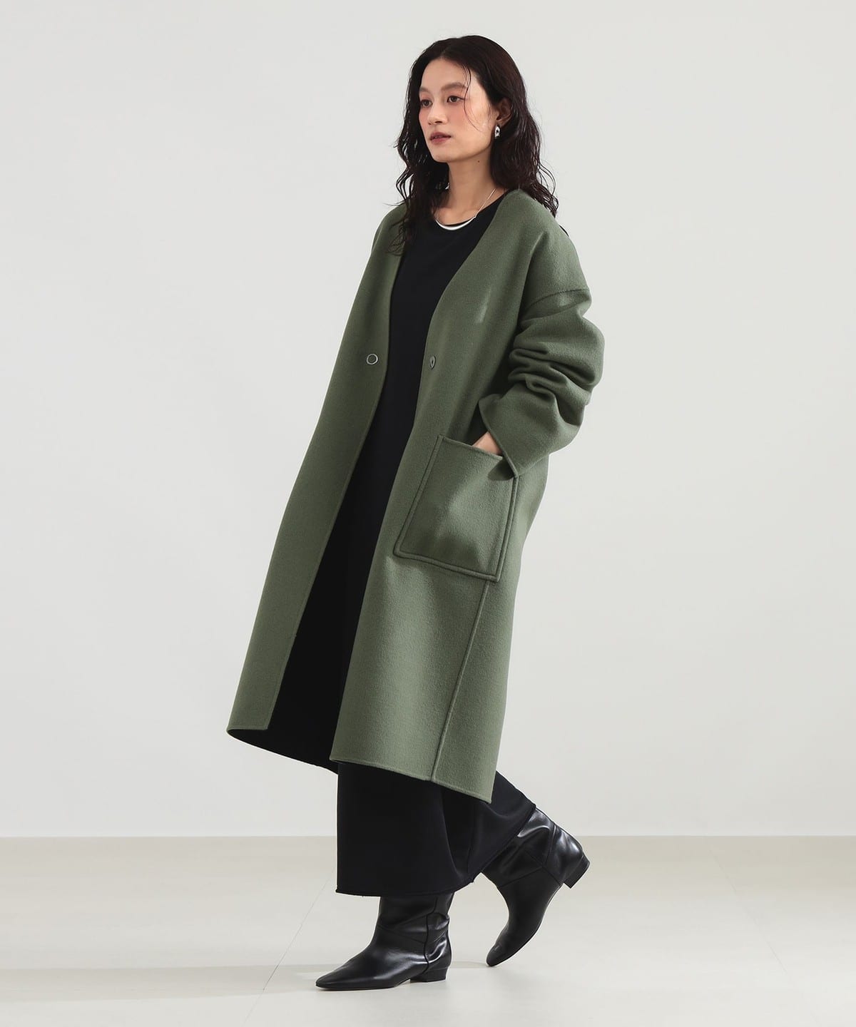 Demi-Luxe BEAMS（デミルクス ビームス）リバー Vネック ロングコート