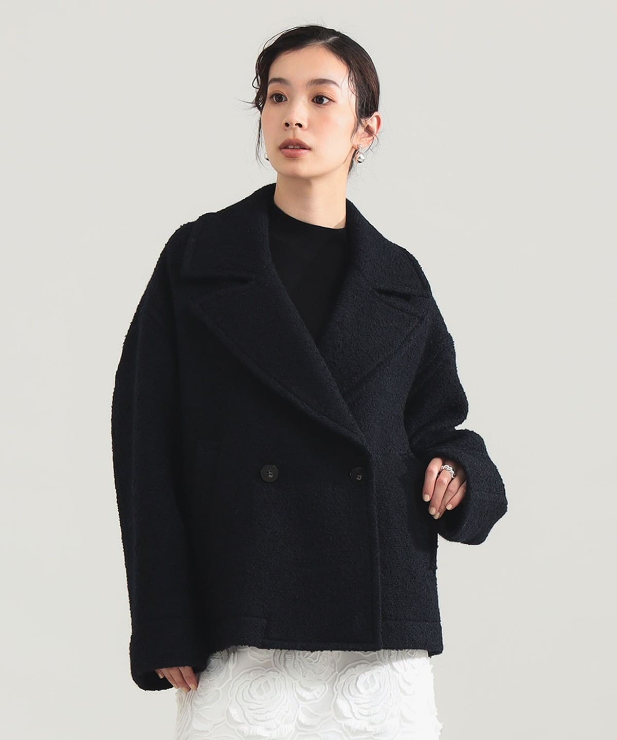 ループツイード ピーコート コート WOMEN NAVY 36