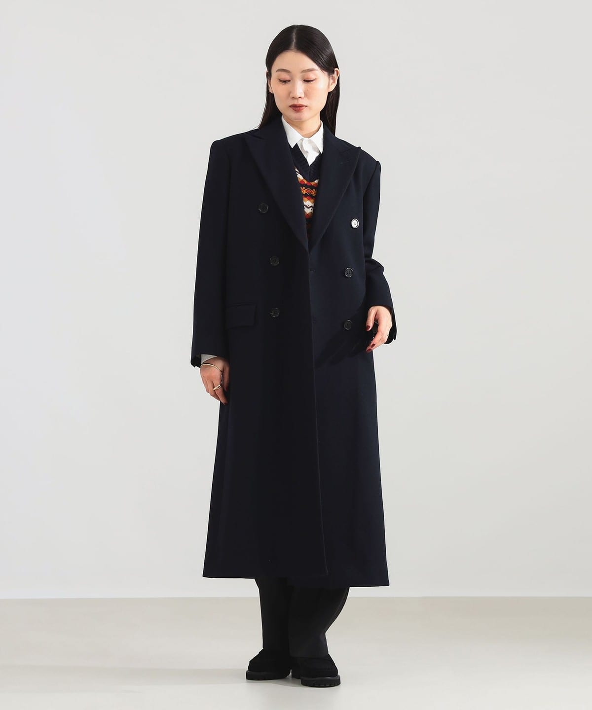 INSCRIRE アンスクリア / フラノ ボンディング コート コート WOMEN NAVY 1 INSCRIRE アンスクリア / フラノ ボンディング コート コート WOMEN NAVY 1