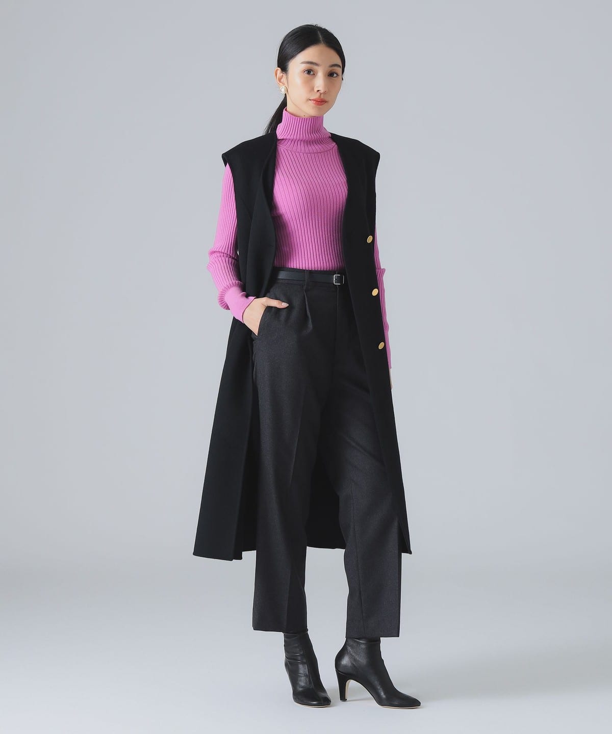 リバー ロング ジレ ブルゾン WOMEN BLACK ONE SIZE リバー ロング ジレ ブルゾン WOMEN BLACK ONE SIZE