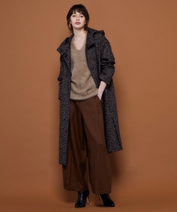 ROOM NO.8 / ハウンドトゥース フーデッドコート