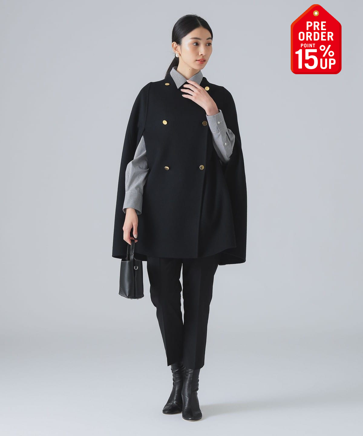 【+15%ポイントUP】リバー ケープ コート WOMEN BLACK ONE SIZE 【+15%ポイントUP】リバー ケープ コート WOMEN BLACK ONE SIZE