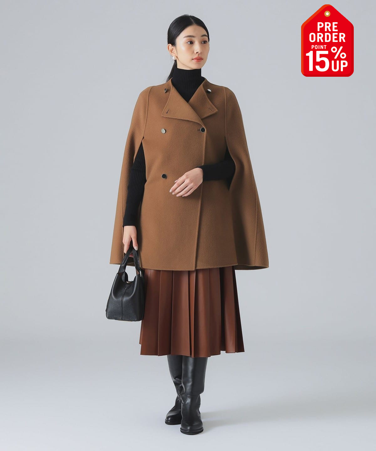 【+15%ポイントUP】リバー ケープ コート WOMEN BROWN ONE SIZE 【+15%ポイントUP】リバー ケープ コート WOMEN BROWN ONE SIZE
