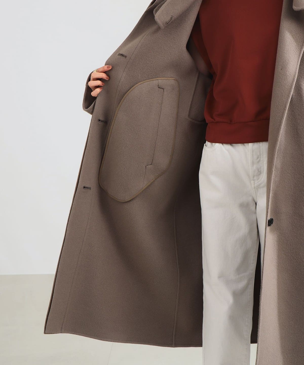 Demi-Luxe BEAMS DメルトンPコート ブラウン 新品 Demi-Luxe BEAMS（デミルクス ビームス）リバー フーディーコート