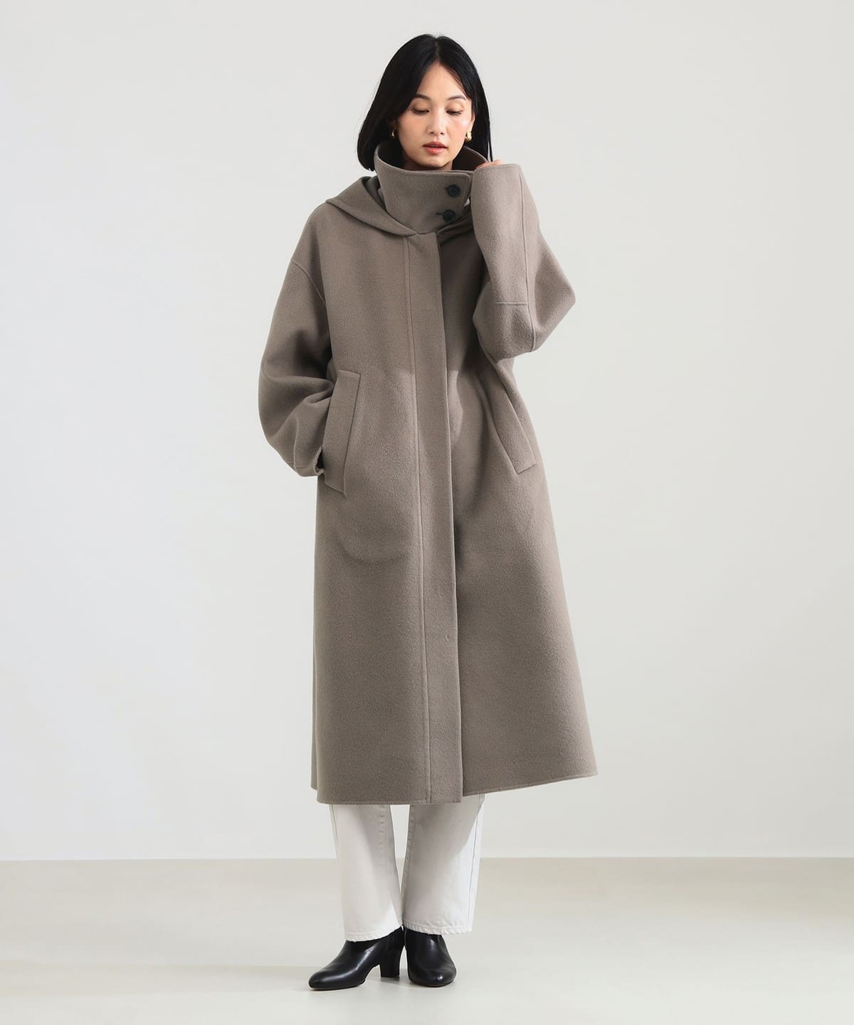 ☆新品★Demi-Luxe BEAMS Ｗポケットフレアコート　ウール 38 Demi-Luxe BEAMS（デミルクス ビームス）リバー フーディーコート