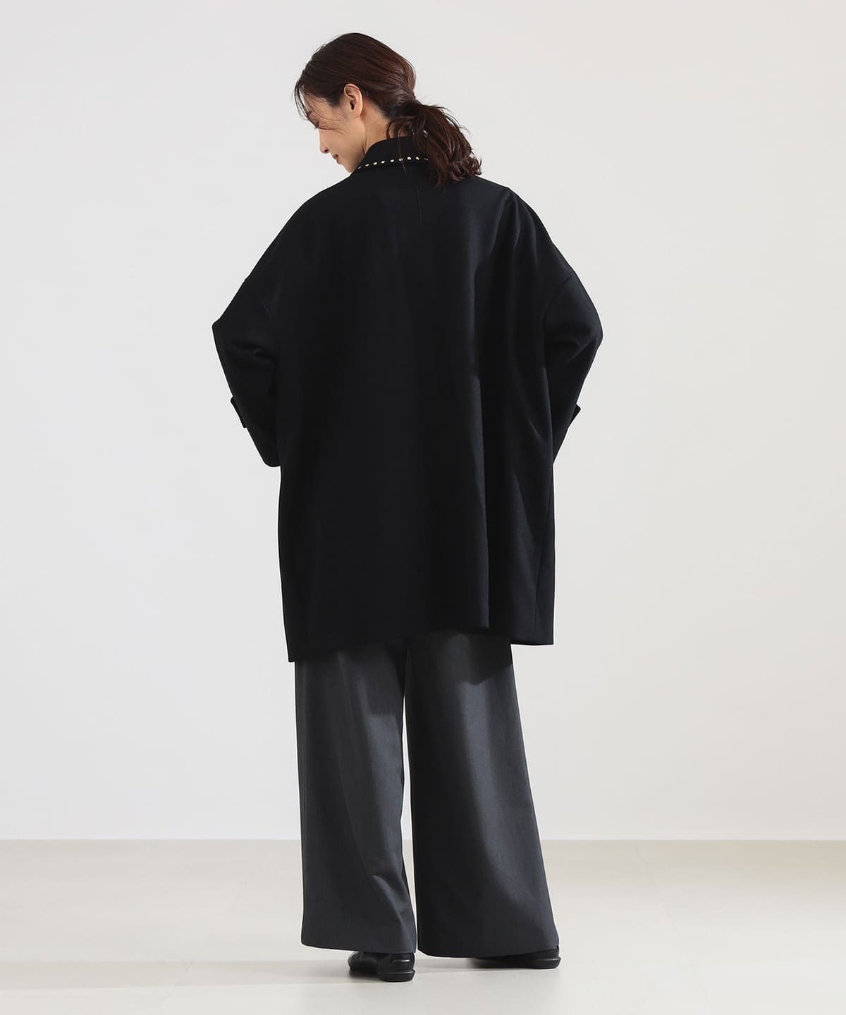 【75,900円→11,000円】デミルクス×ジョンストンズ ノーカラーコート Demi-Luxe BEAMS（デミルクス ビームス）【+10%ポイントUP】MACKINTOSH