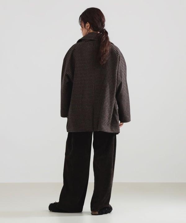 【モアバリエーション開催中】TICCA / ウール ハウンドトゥース ピーコート Model：H165 B77 W57 H79　Size：ONE SIZE