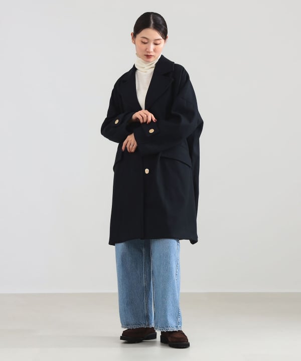 完売品HUMBIE ライトメルトン コクーン シルエット チェスター コート HUMBIE ライトメルトン コクーン シルエット チェスター コート