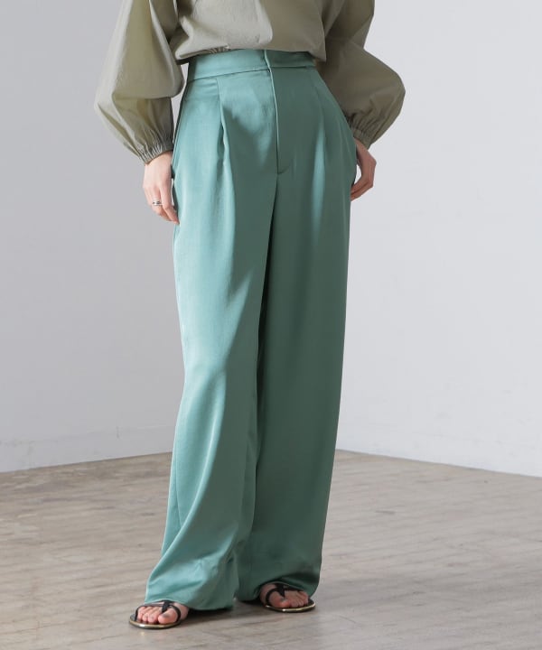 お値下げ可◎high waist belt satin pants