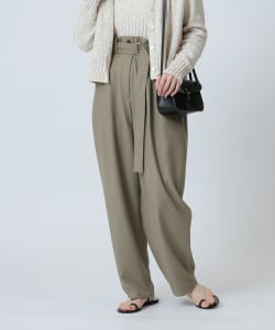 Demi-Luxe BEAMS / 女裝 單褶 腰帶 長褲