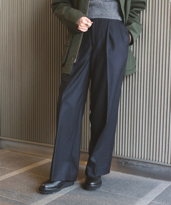 Demi-Luxe BEAMS Demi-Luxe BEAMS AURALEE羊毛填充法兰绒 ST RIPE SLACKS BEAMS邮购