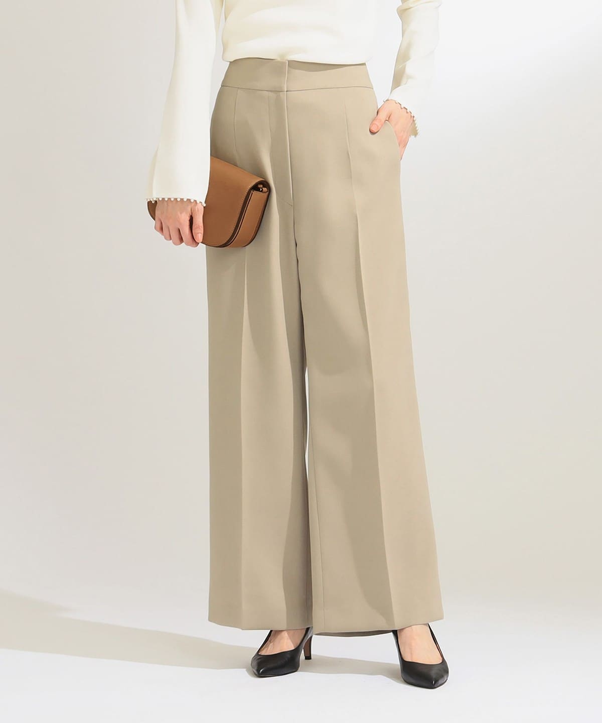【5/15新規値下げ】ハイウエスト ワイド ストレートパンツ* パンツ WOMEN BEIGE 38 【5/15新規値下げ】ハイウエスト ワイド ストレートパンツ* パンツ WOMEN BEIGE 38