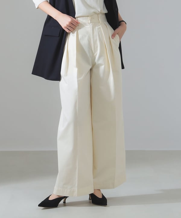 美品 デミルクス ビームス 2万円 ワイドパンツ センタープレス