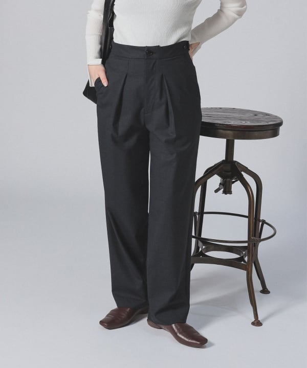 Demi-Luxe BEAMS（デミルクス ビームス）ウール混 タックパンツ