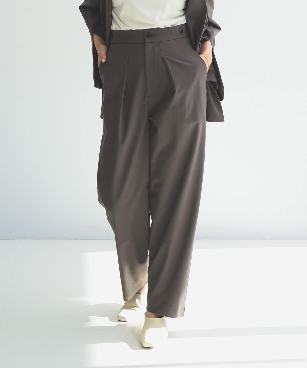 ウール混 タックパンツ パンツ WOMEN MOCHA 38 ウール混 タックパンツ パンツ WOMEN MOCHA 38