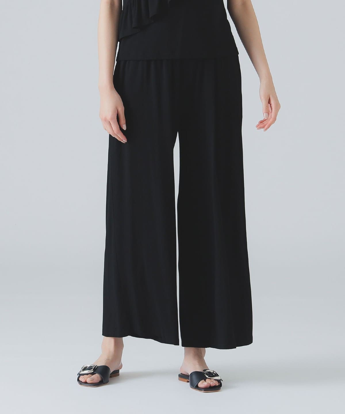 three dots スリードッツ / フォールド オーバー パンツ パンツ WOMEN BLACK M three dots スリードッツ / フォールド オーバー パンツ パンツ WOMEN BLACK M