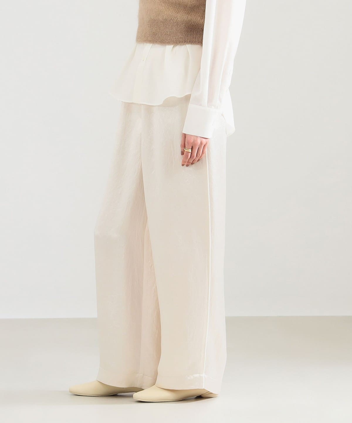 アセテート サテン ワイドパンツ パンツ WOMEN OFF WHITE 36 アセテート サテン ワイドパンツ パンツ WOMEN OFF WHITE 36