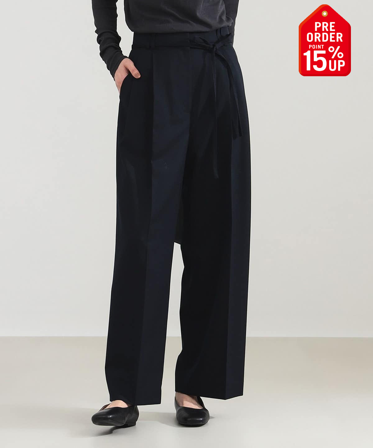 【+15%ポイントUP】ポリエステル ウール 2ループ ワイドパンツ パンツ WOMEN NAVY 38 【+15%ポイントUP】ポリエステル ウール 2ループ ワイドパンツ パンツ WOMEN NAVY 38