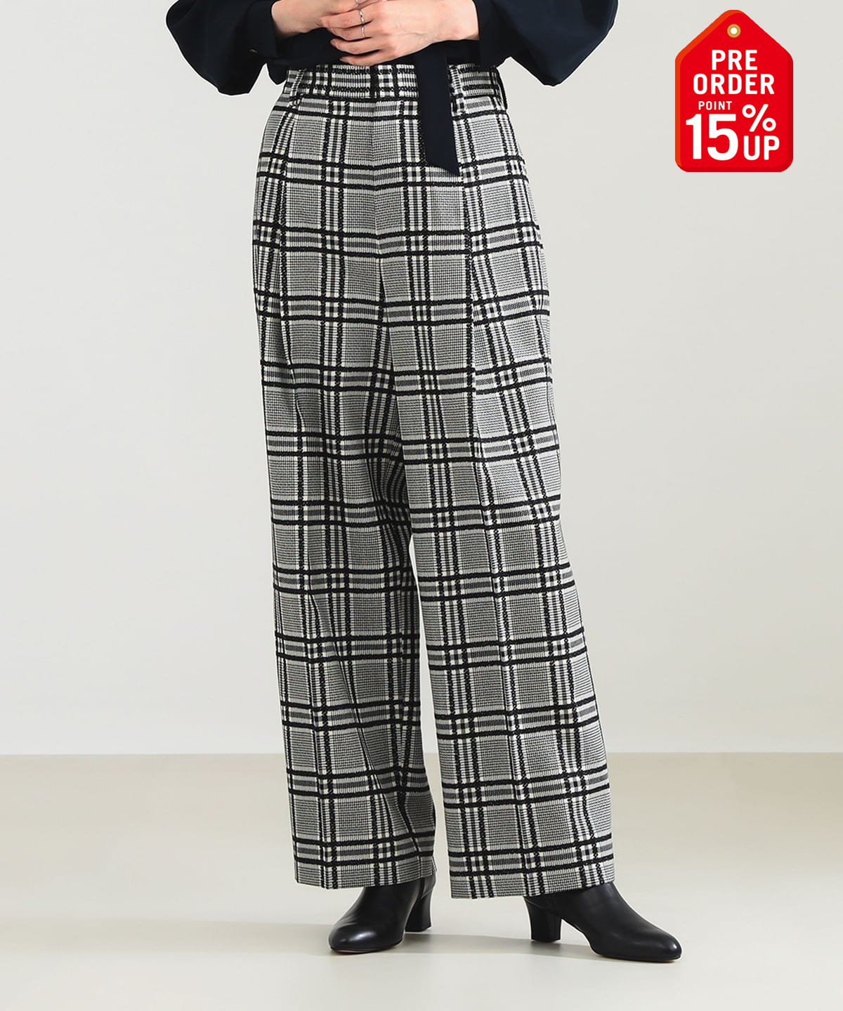 【+15%ポイントUP】AK+1 エーケーワン / 1タック ウール ワイドパンツ パンツ WOMEN GLEN CHECK 36 【+15%ポイントUP】AK+1 エーケーワン / 1タック ウール ワイドパンツ パンツ WOMEN GLEN CHECK 36