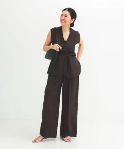 シンプル リネン ワイドパンツ .M